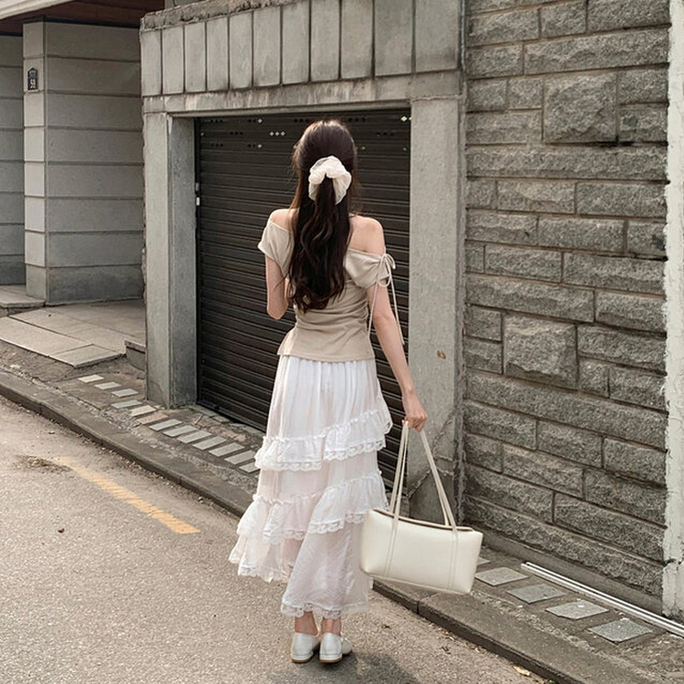ティアードロングスカート WHITE