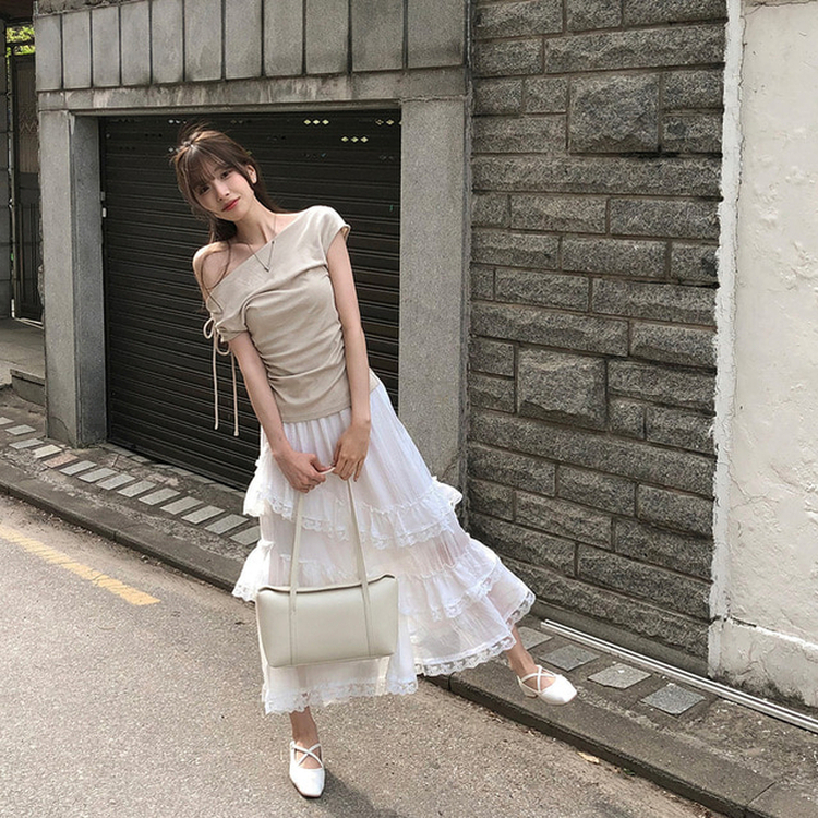 ティアードロングスカート WHITE