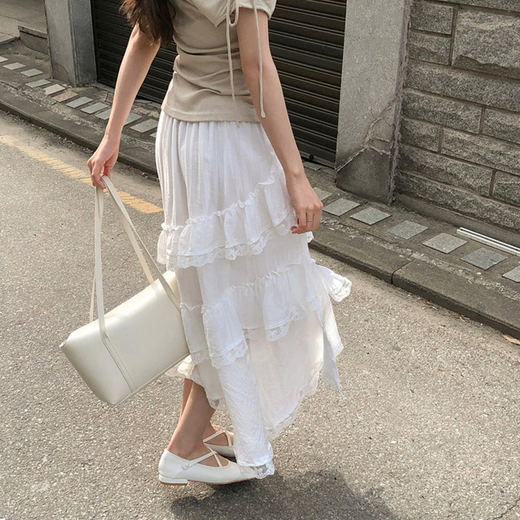 ティアードロングスカート WHITE
