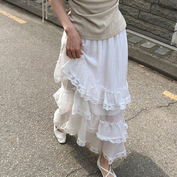 ティアードロングスカート WHITE