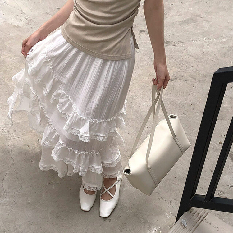 ティアードロングスカート WHITE