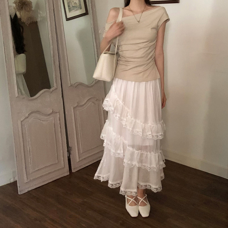 ティアードロングスカート WHITE