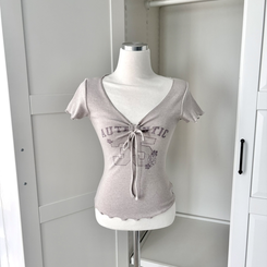 フラワーリボンシャーリング半袖Tシャツ