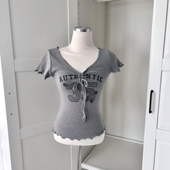 フラワーリボンシャーリング半袖Tシャツ