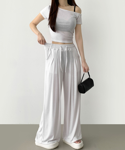 ツーピース 【SET】ワンオフショルダーTシャツツ ワイドパンツ IVORY