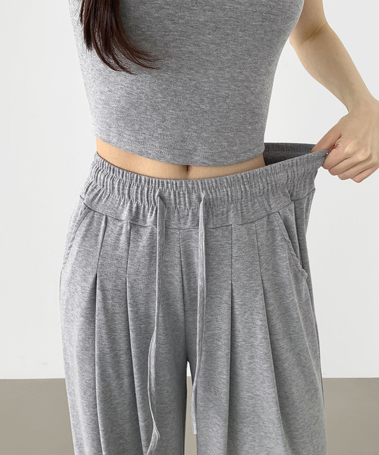 【SET】ワンオフショルダーTシャツツ ワイドパンツ GREY