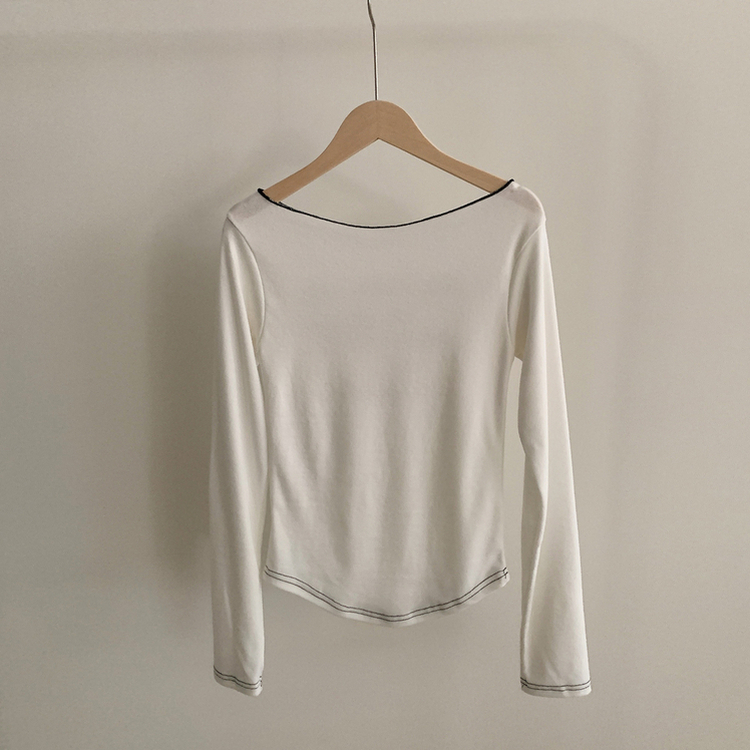 レタリングオフショルダー長袖Tシャツ