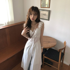 真夏のデイズフリルレイヤードロングワンピースワンピース WHITE