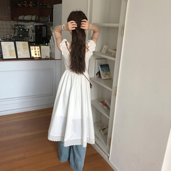 真夏のデイズフリルレイヤードロングワンピースワンピース WHITE