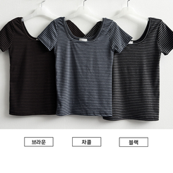 スパンストライプ半袖Tシャツ