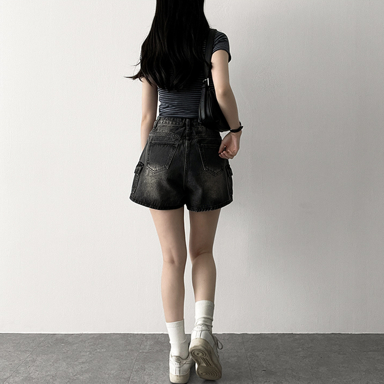 スパンストライプ半袖Tシャツ CHARCOAL