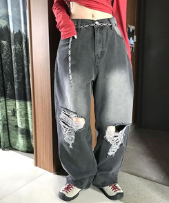 ダメージウォッシングパンツ BLACK DENIM