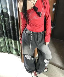 ダメージウォッシングパンツ BLACK DENIM