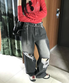 ダメージウォッシングパンツ BLACK DENIM