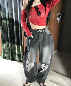 ダメージウォッシングパンツ BLACK DENIM