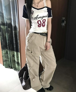 コットンパンツ ポケットロングパンツ BEIGE