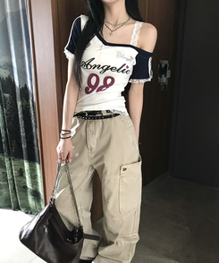 半袖Tシャツ アンバランスレース半袖Tシャツ WHITE