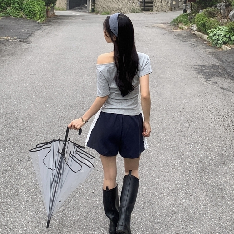 ナンバーレタリング半袖Tシャツ GRAY