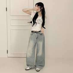 【丈別】ウォッシングクールワイドデニムパンツ(5color)