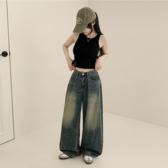 【丈別】ウォッシングクールワイドデニムパンツ(5color)