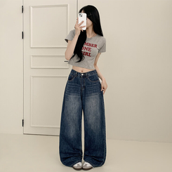 【丈別】ウォッシングクールワイドデニムパンツ(5color)