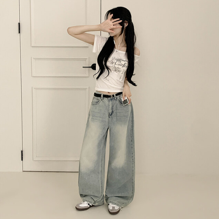 【丈別】ウォッシングクールワイドデニムパンツ(5color)
