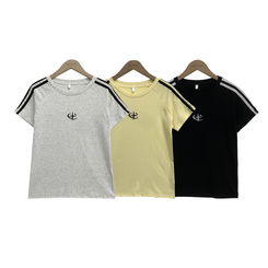 半袖Tシャツ ラインロゴ刺繍半袖Tシャツ