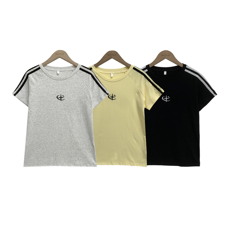 ラインロゴ刺繍半袖Tシャツ