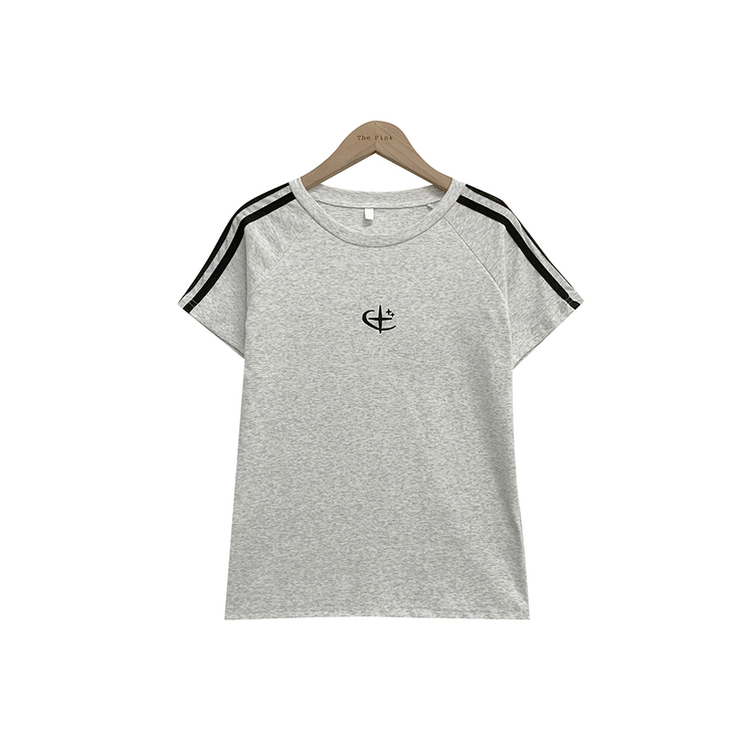 半袖Tシャツ ラインロゴ刺繍半袖Tシャツ