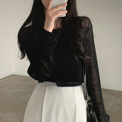 ニット シースルーサマークロップニット BLACK