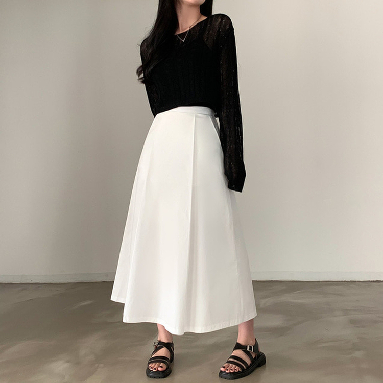 シースルーサマークロップニット BLACK