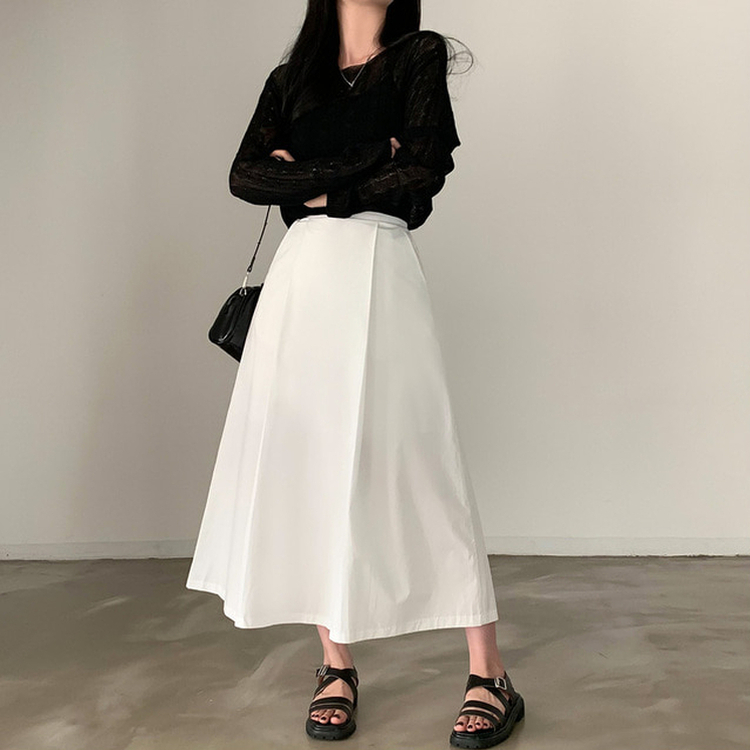 シースルーサマークロップニット BLACK