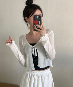 リネンシースルーボレロカーディガン IVORY
