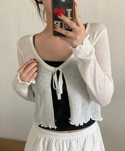 リネンシースルーボレロカーディガン IVORY