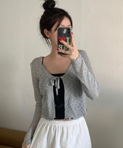 リネンシースルーボレロカーディガン GREY