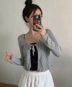 リネンシースルーボレロカーディガン GREY