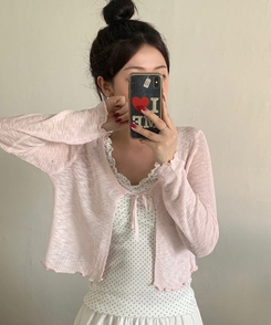 リネンシースルーボレロカーディガン PINK