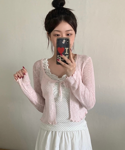 リネンシースルーボレロカーディガン PINK