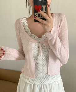 リネンシースルーボレロカーディガン PINK