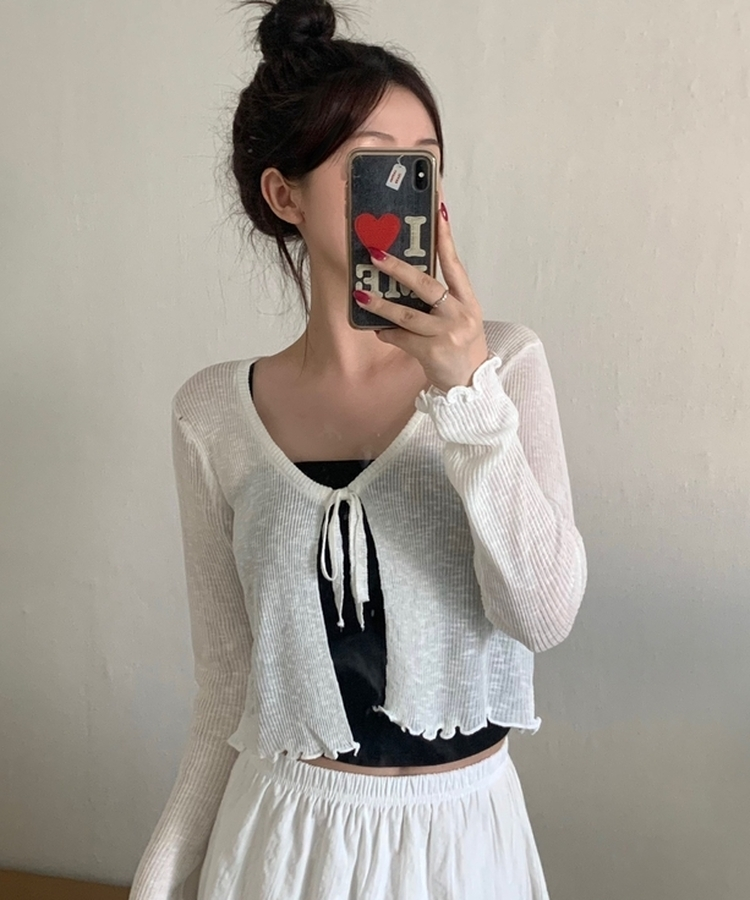 リネンシースルーボレロカーディガン IVORY