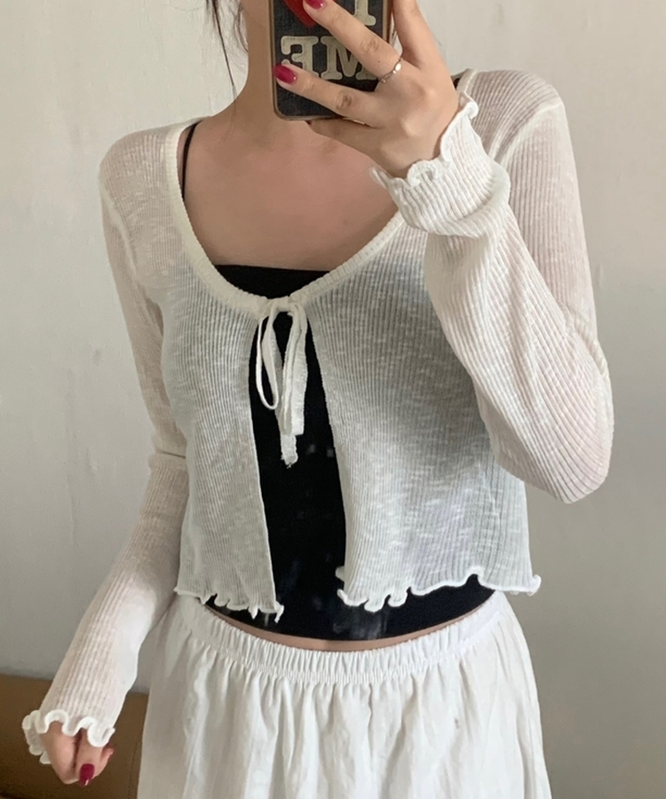 リネンシースルーボレロカーディガン IVORY