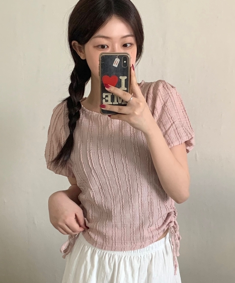 バブル半袖ブラウス PINK