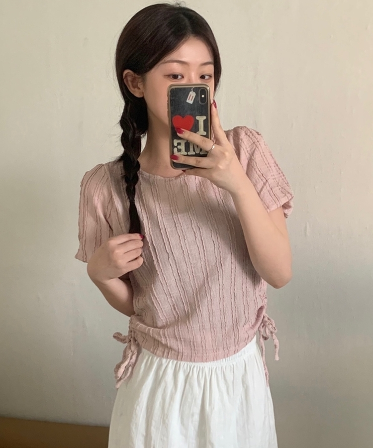 バブル半袖ブラウス PINK