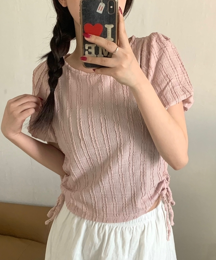 バブル半袖ブラウス PINK