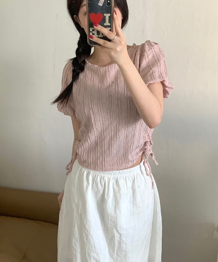 バブル半袖ブラウス PINK