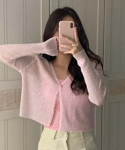 カーディガン シースルーVネックカーディガン PINK