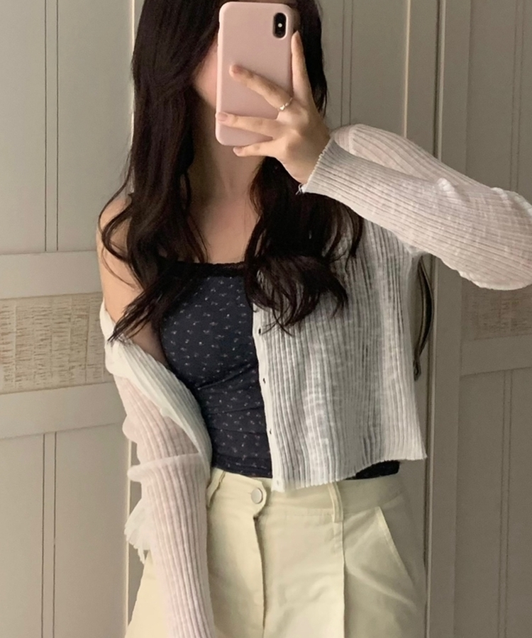シースルーVネックカーディガン IVORY