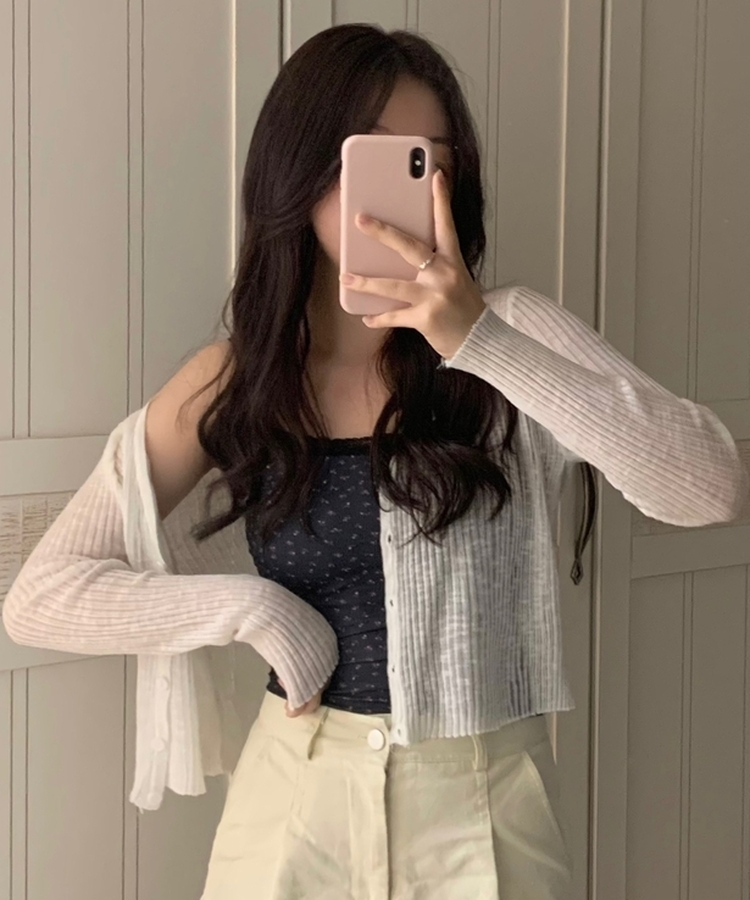 シースルーVネックカーディガン IVORY
