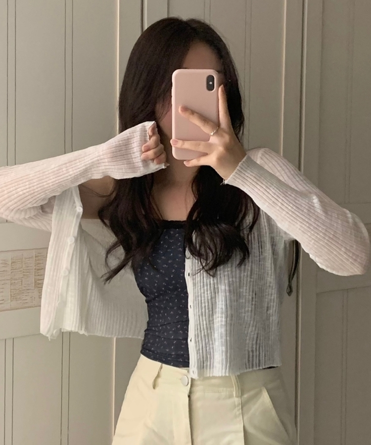 シースルーVネックカーディガン IVORY