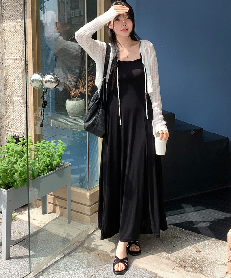 スパンキャミソールロングワンピース｜ロングワンピース｜韓国